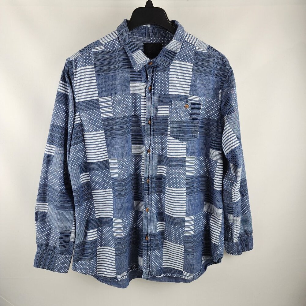 Decibel Shirt Mens XXL Blue Multi Abstract Button Up